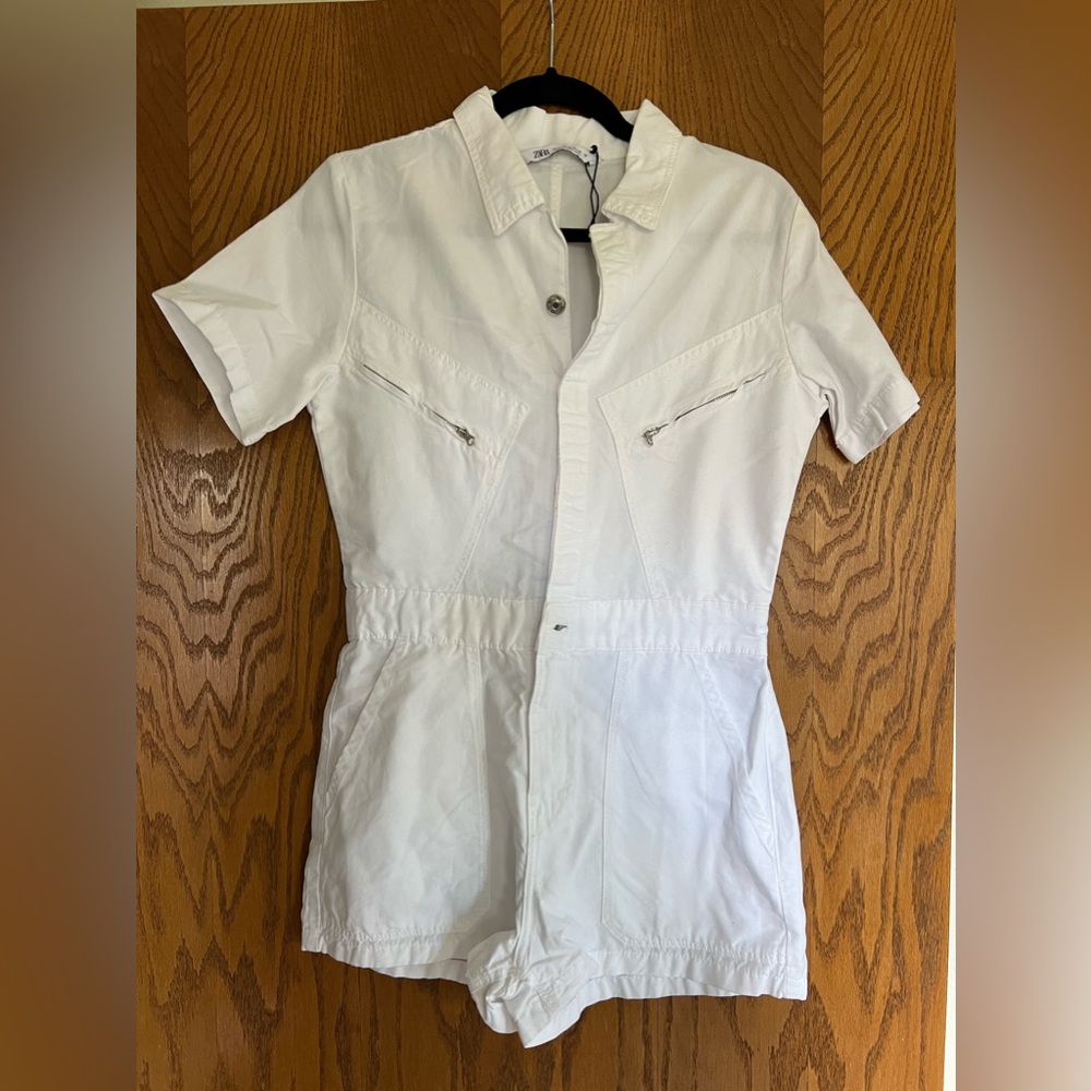 Zara Romper - White with pockets